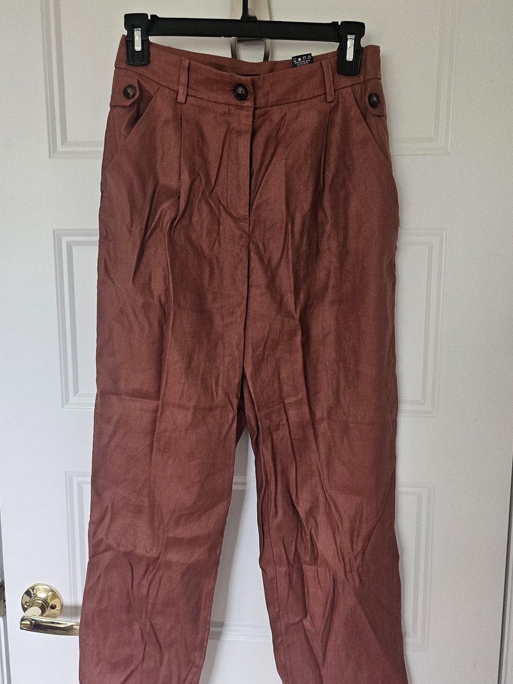 New Rust-Brown Chinos with Button Waist